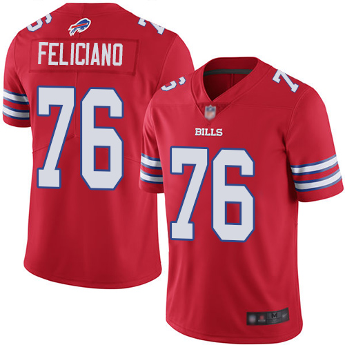 Men Buffalo Bills 76 Jon Feliciano Limited Red Rush Vapor Untouchable NFL Jersey
